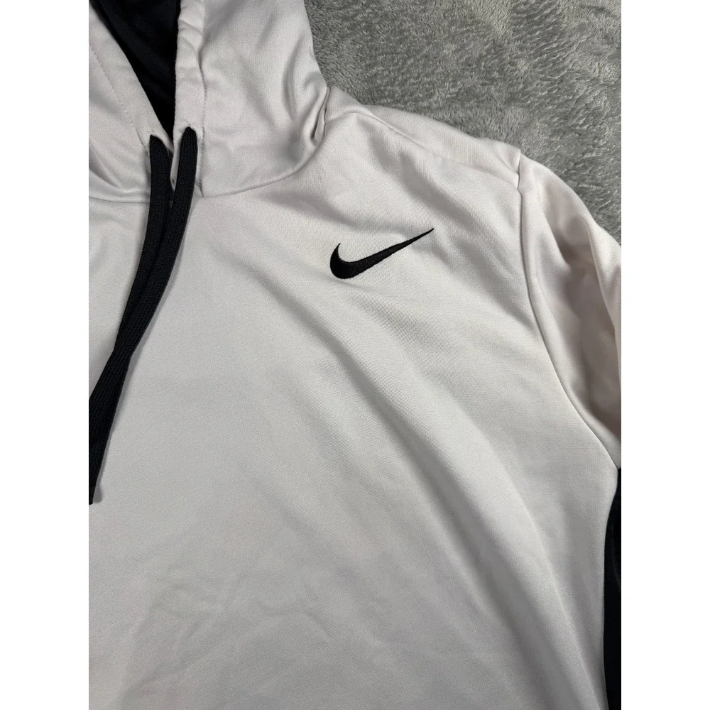 Nike Therma-FIT Hoodie Men's XL White Black Swoosh Quarter Zip Pullover
